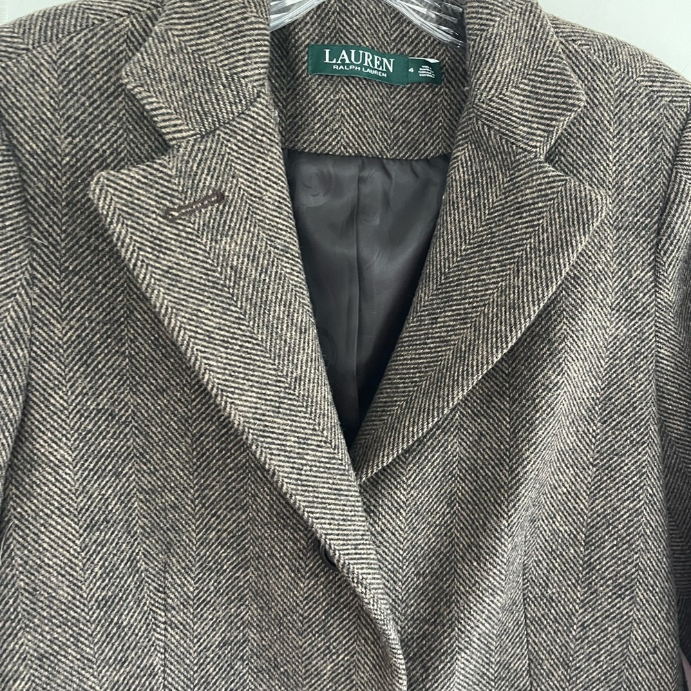 Lauren Ralph Lauren Women’s Wool Blend Herringbone Tweed Walker Coat Size 4 - Picture 15 of 16